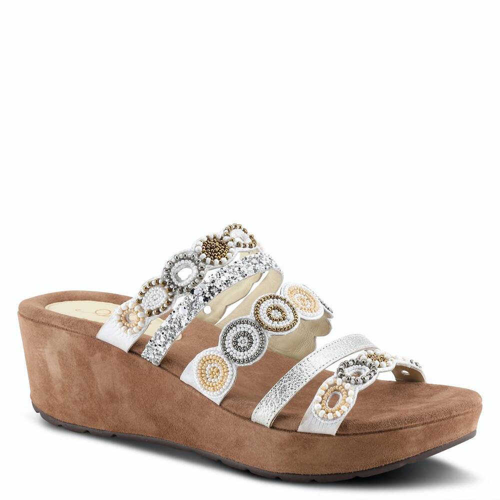 NEW AZURA women's claretha platform wedge sandals in white multi